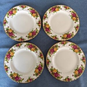 Royal Albert Country Roses Floral Bone China 8inch Salad Plates - Set of 4